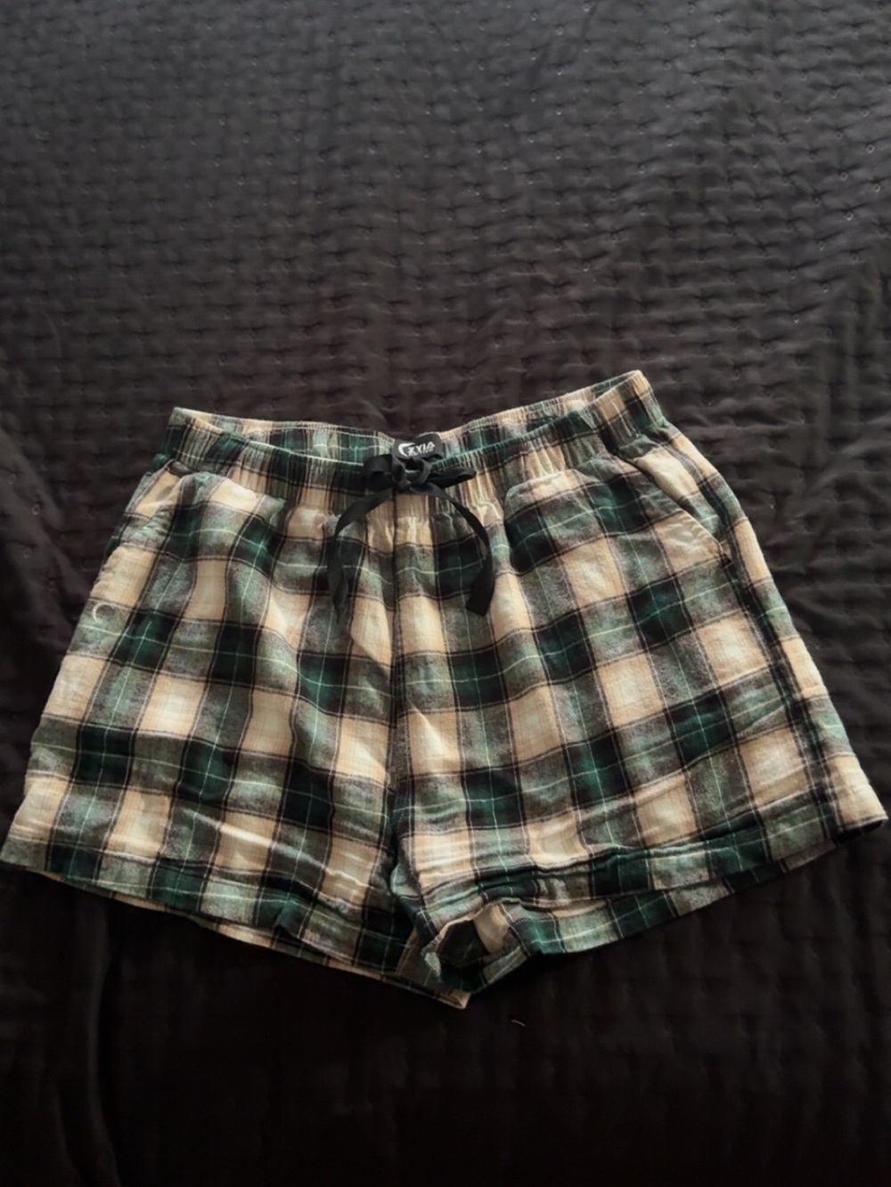 ZYIA Green and Tan Plaid Athletic Lounge Shorts